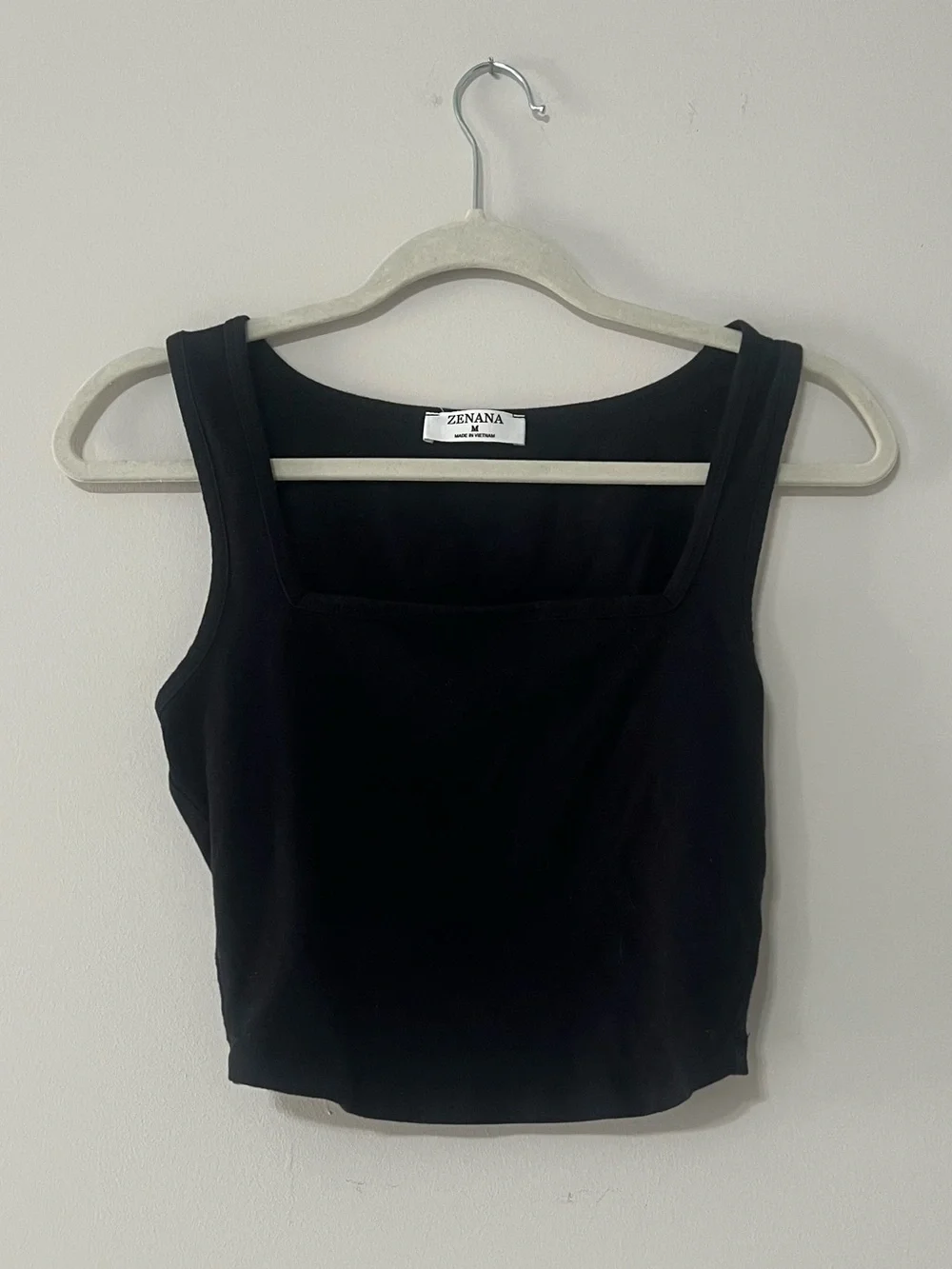 Zenana Outfitters Black Square Neck Crop Tank